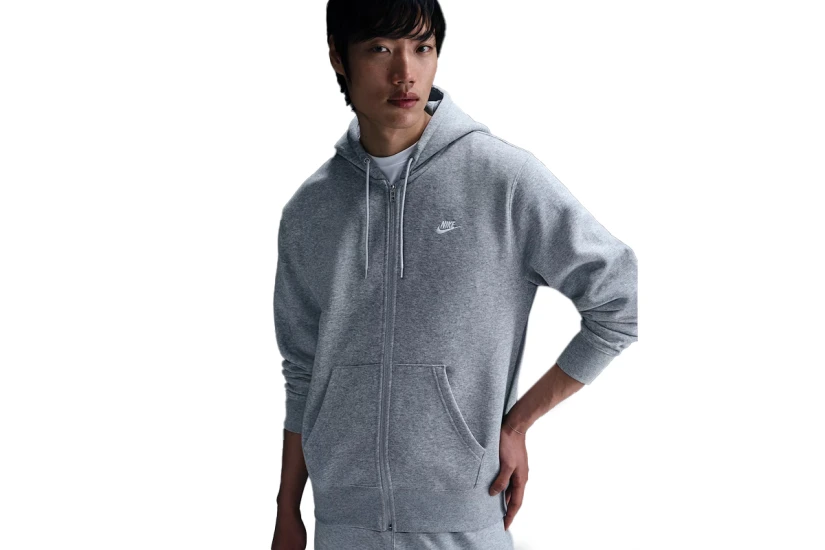 Nike Club Fleece Ανδρική Ζακέτα Με Κουκούλα Γκρι