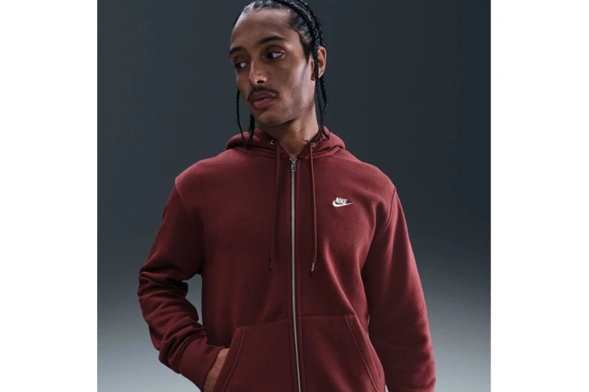 Nike Club Fleece Ανδρική Ζακέτα Με Κουκούλα Μπορντό