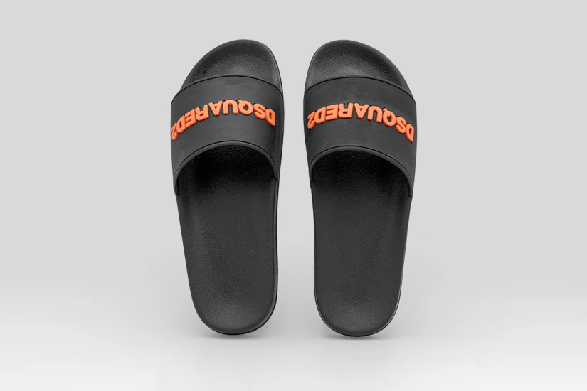 Dsquared2 Logo Ανδρικές Παντόφλες Μαύρα, Πορτοκαλί