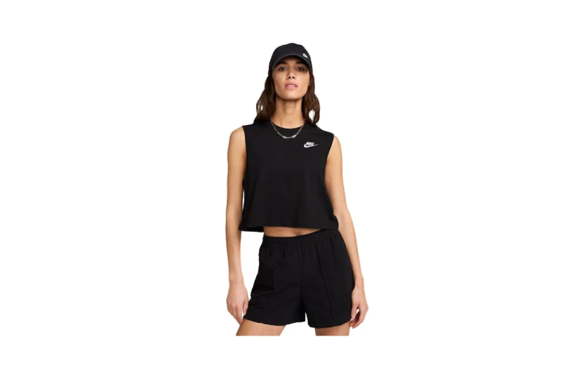 Nike Sportswear Club Γυναικεία Αμάνικη Crop Top Μπλούζα Μαύρη