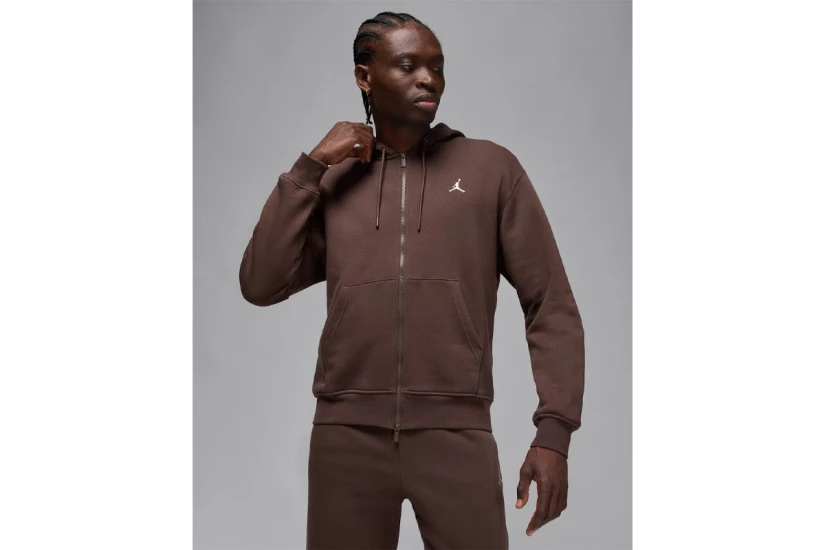 Jordan Brooklyn Fleece Ανδρική Ζακέτα με Κουκούλα Καφέ