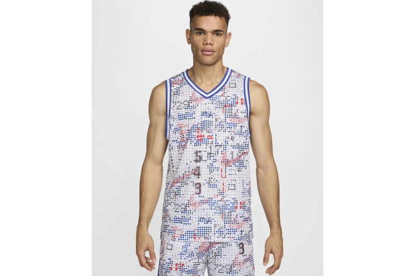 Nike DNA Dri-FIT Ανδρική Αμάνικη Μπλούζα Λευκή, Μπλε, Κόκκινη