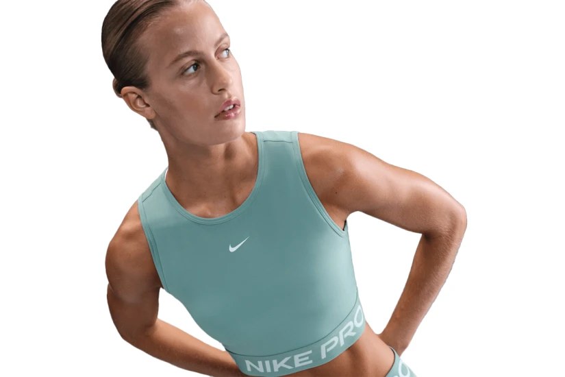 Nike Pro Dri-FIT Γυναικεία Αμάνικη Crop Top Μπλούζα Βεραμάν