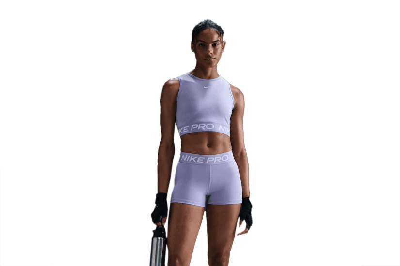 Nike Pro Dri-FIT Γυναικεία Αμάνικη Crop Top Μπλούζα Λιλά