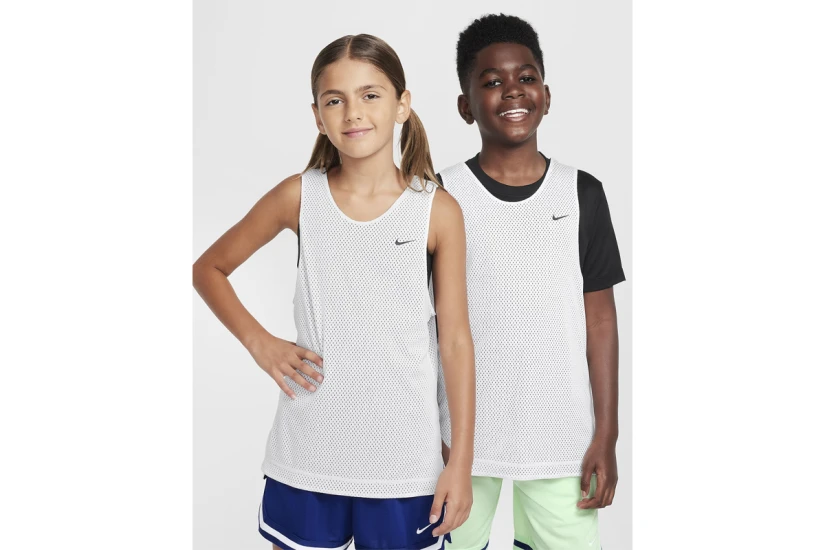 Nike Dri-Fit Παιδική Αμάνικη Μπλούζα Διπλής Όψης Λευκή, Μαύρη