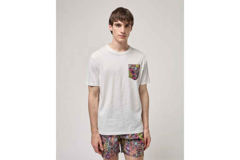 Gianni Lupo Patterened Chest Pocket Ανδρικό Κοντομάνικο T-Shirt Λευκό