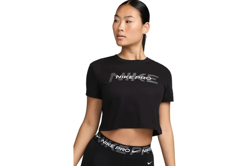 Nike Pro Dri-FIT Γυναικείο Κοντομάνικο Crop Top Μαύρο