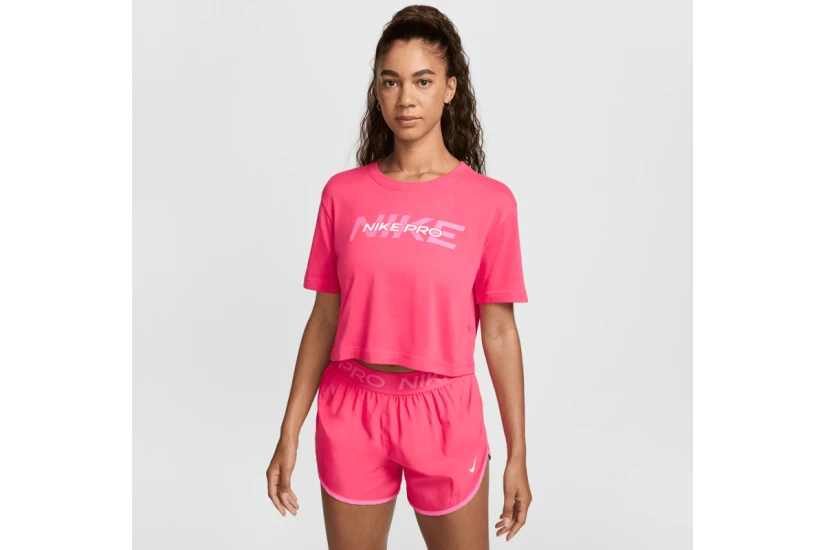 Nike Pro Dri-FIT Γυναικείο Κοντομάνικο Crop Top Ροζ