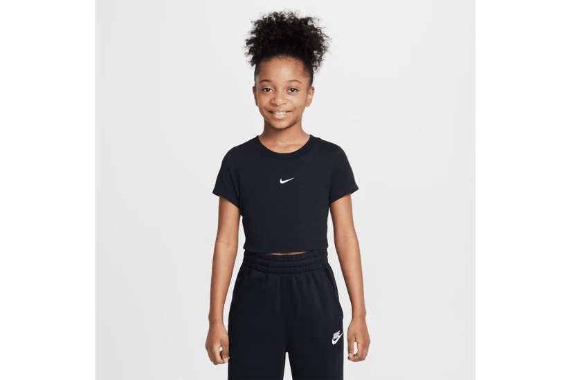 Nike Sportswear Παιδικό Κοντομάνικο Crop Top Μαύρο