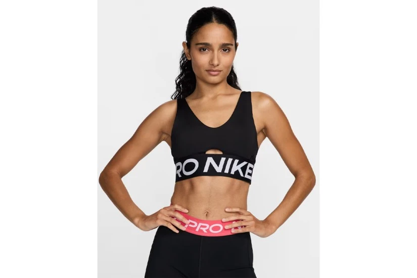 Nike Pro Indy Plunge Dri-FIT Γυναικείο Μπουστάκι Μαύρο, Λευκό
