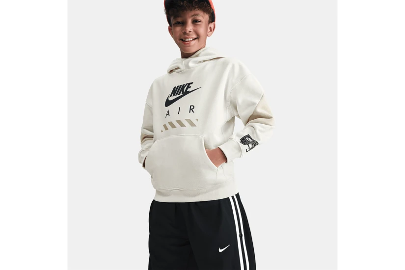 Nike Air Fleece Παιδικό Φούτερ με Κουκούλα Εκρού, Μπεζ, Μαύρο