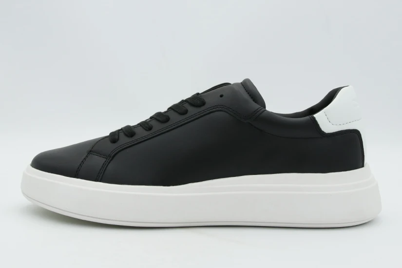 Calvin Klein Leather Ανδρικά Sneakers Μαύρα, Λευκά
