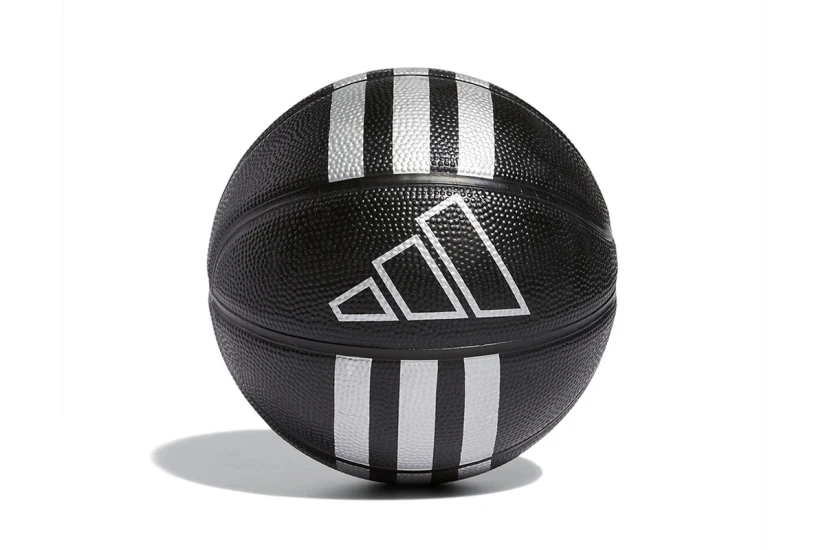 Adidas Performance 3 Stripes Rubber Mini Μπάλα Μπάσκετ Μαύρη, Ασημί