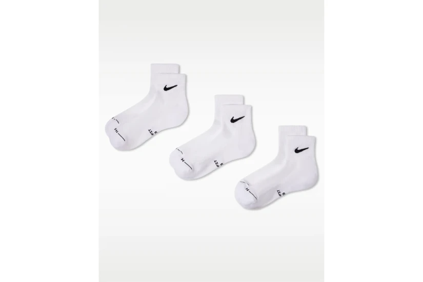 Nike Everyday Elevated Ανδρικές Κάλτσες μέχρι τον Αστράγαλο Λευκές 3 Ζευγάρια