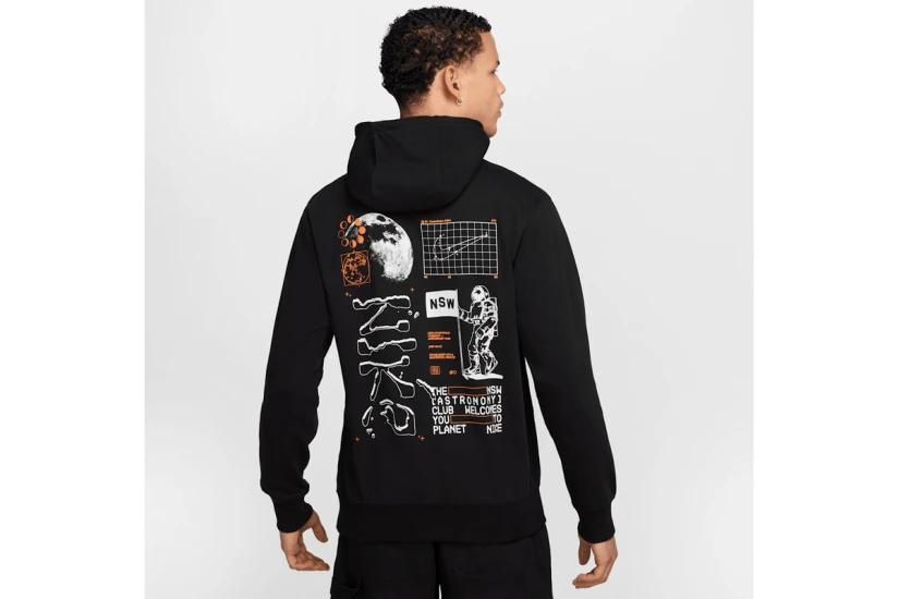 Nike Club French Terry Ανδρικό Φούτερ με Κουκούλα Μαύρο