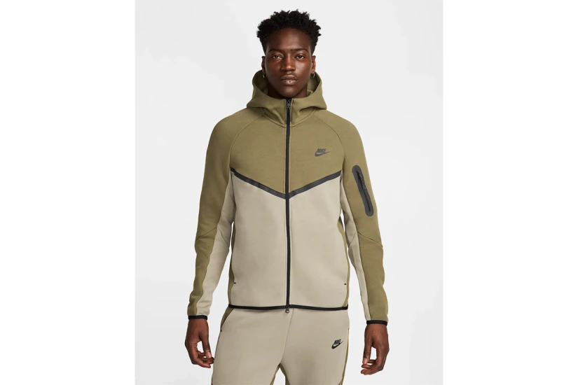 Nike Tech Fleece Windrunner Ανδρική Ζακέτα με Κουκούλα Χακί, Λαδί