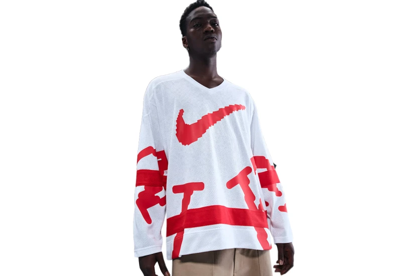 Nike Sportswear Club Hockey Jersey Ανδρική Μακρυμάνικη Μπλούζα Λευκή, Κόκκινη