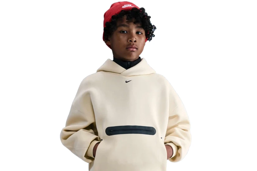 Nike Sportswear Tech Fleece Παιδικό Φούτερ με Κουκούλα Μπεζ