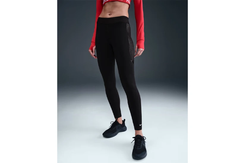 Nike Pro Dri-FIT Mid-Rise Γυναικείο Μακρύ Κολάν Μαύρο
