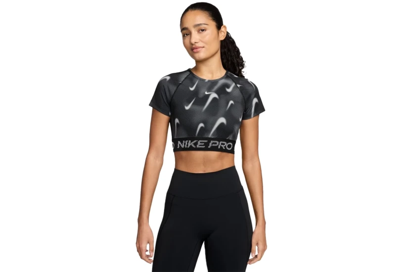 Nike Pro Dri-Fit Γυναικείο Κοντομάνικο Crop Top Ανθρακί, Γκρι