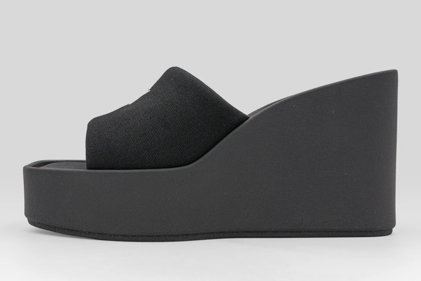 Calvin Klein Melia - Canvas Platform Wedge Γυναικεία Σανδάλια Μαύρα