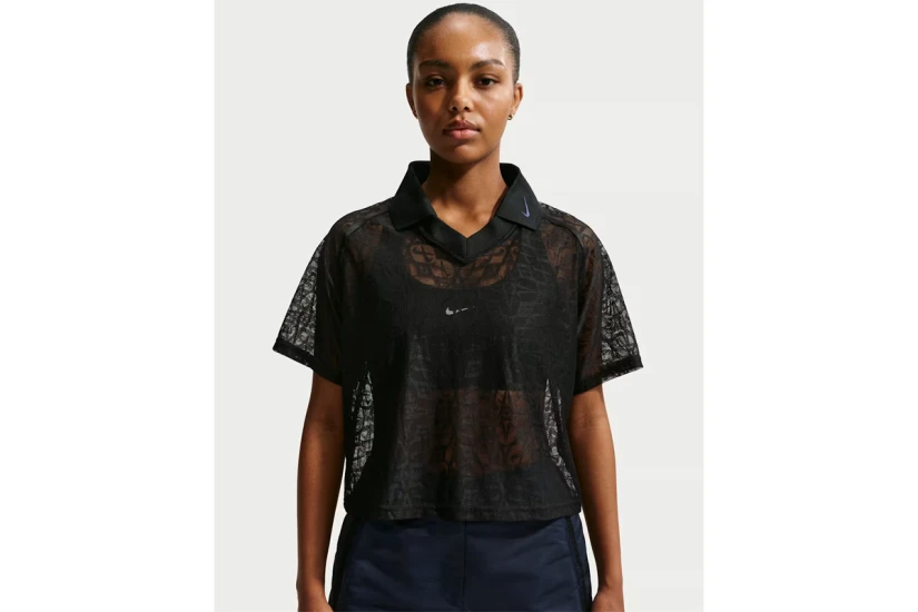 Nike Sportswear Loose Lace Jersey Γυναικείο Κοντομάνικο T-Shirt Polo Μαύρο