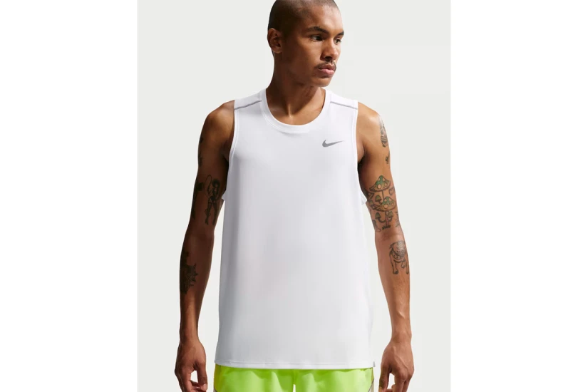 Nike Miler Dri-FIT Ανδρική Αμάνικη Μπλούζα Λευκή