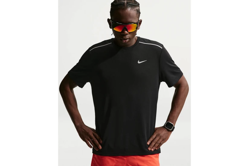 Nike Miler Dri-FIT Ανδρικό Κοντομάνικο T-Shirt Μαύρο, Γκρι