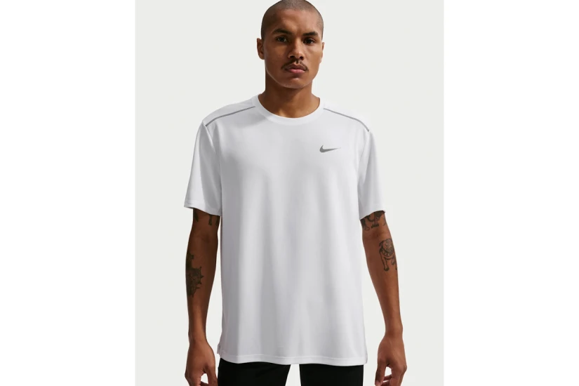 Nike Miler Dri-FIT Ανδρικό Κοντομάνικο T-Shirt Λευκό, Γκρι