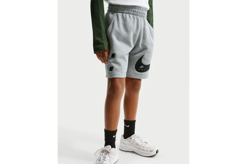 Nike Sportswear Club French Terry Παιδική Αθλητική Βερμούδα Γκρι Ανοιχτό, Μαύρη