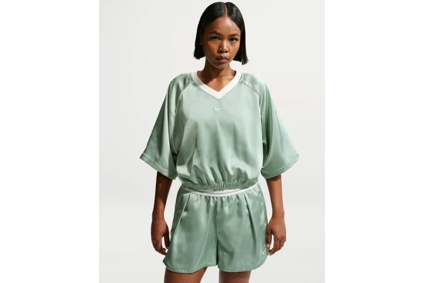 Nike Sportswear Oversized Satin Γυναικείο Κοντομάνικο T-Shirt Βεραμάν, Εκρού