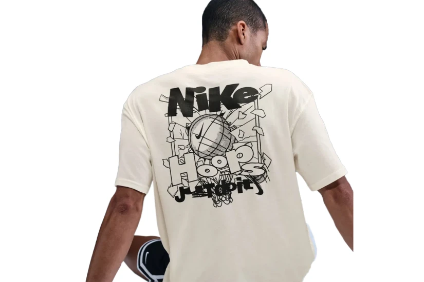 Nike Max90 Basketball Ανδρικό Κοντομάνικο T-Shirt Εκρού, Μαύρο