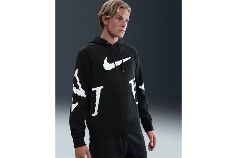 Nike Sportswear Club Fleece Ανδρικό Φούτερ με Κουκούλα Μαύρο, Λευκό