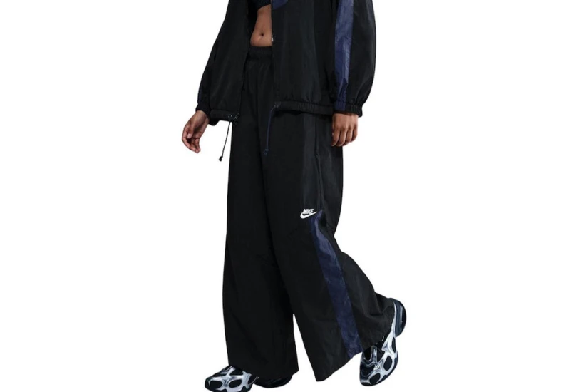 Nike Sportswear Wide-Leg Woven Γυναικείο Παντελόνι Φόρμας Μαύρο, Μπλε