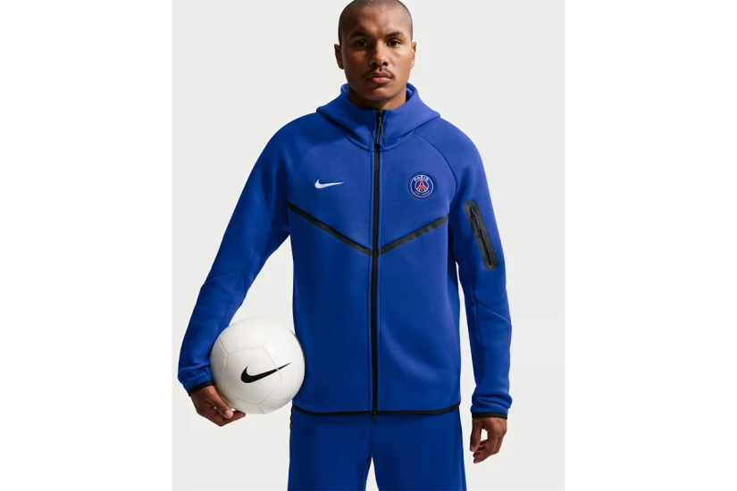 Nike Paris Saint-Germain Tech Fleece Windrunner Ανδρική Ζακέτα με Κουκούλα Ρουά, Μαύρη
