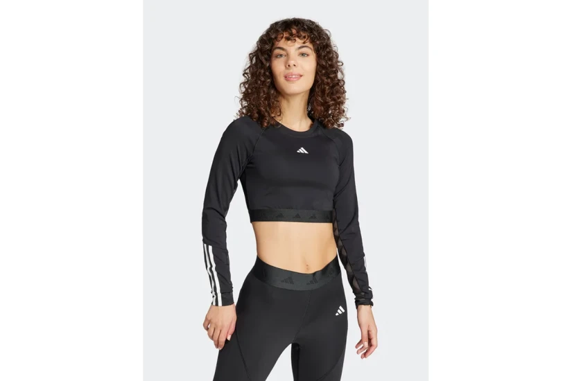 Adidas Performance Hyglam Γυναικείο Μακρυμάνικο Crop Top Μαύρο