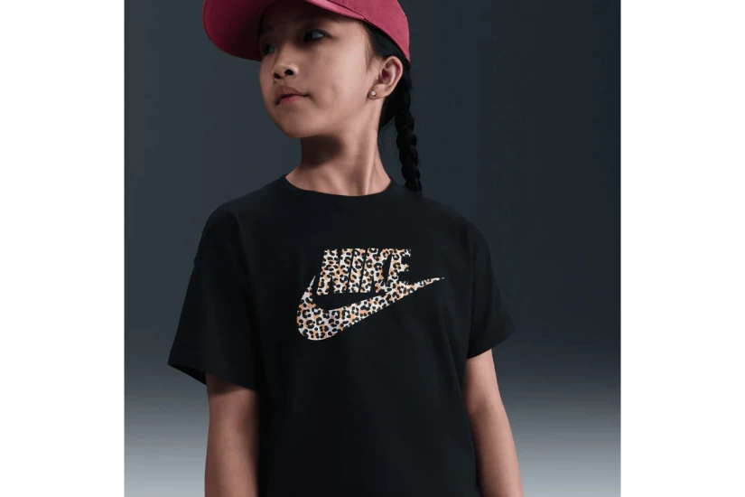 Nike Sportswear Boxy Animal Print Παιδικό Κοντομάνικο T-Shirt Μαύρο