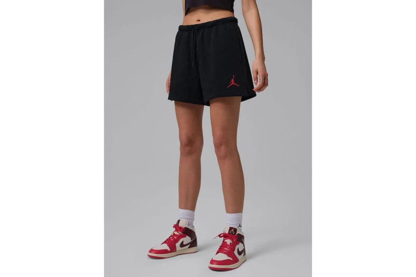 Jordan Jumpman Fleece Γυναικείο Αθλητικό Σορτς Μαύρο, Κόκκινο