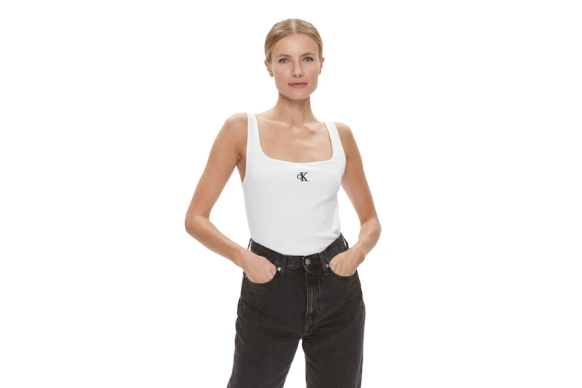 Calvin Klein Γυναικεία Αμάνικη Μπλούζα Λευκή