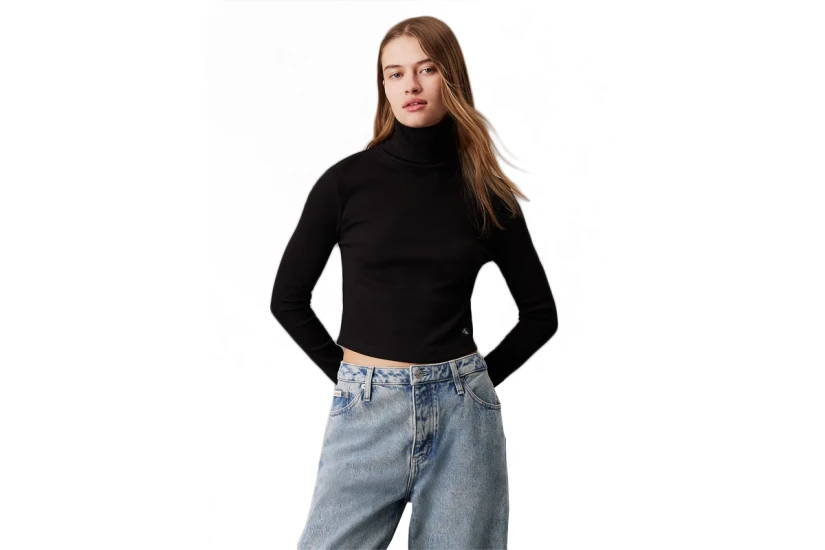 Calvin Klein Γυναικεία Μπλούζα με Ζιβάγκο Μαύρο