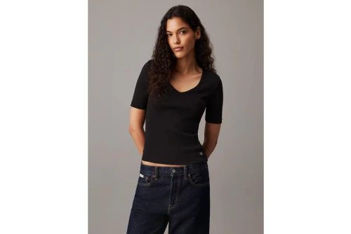 Calvin Klein Slim Ribbed V-Neck T-Shirt Γυναικείο (J20J224455 BEH)