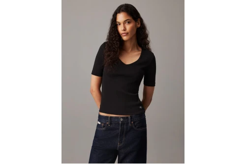 Calvin Klein Slim Ribbed V-Neck T-Shirt Γυναικείο (J20J224455 BEH)