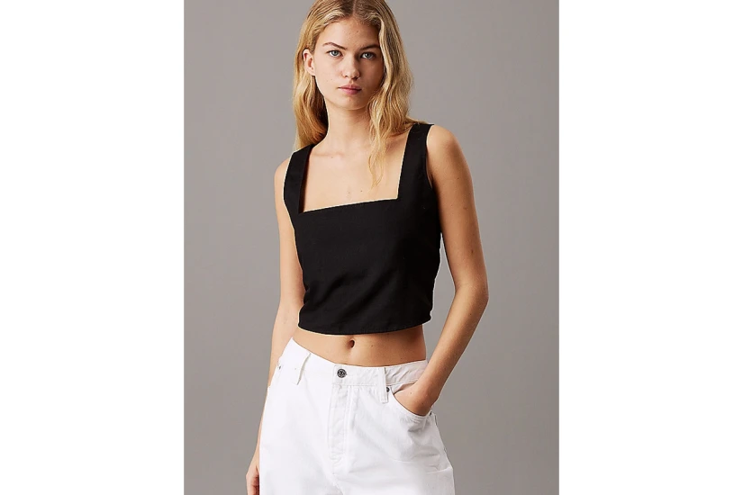 Calvin Klein Γυναικείο Αμάνικο Crop Top Μαύρο