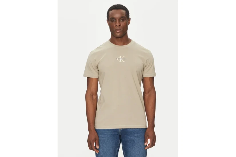 Calvin Klein Monogram Ανδρικό Κοντομάνικο T-Shirt Μπεζ