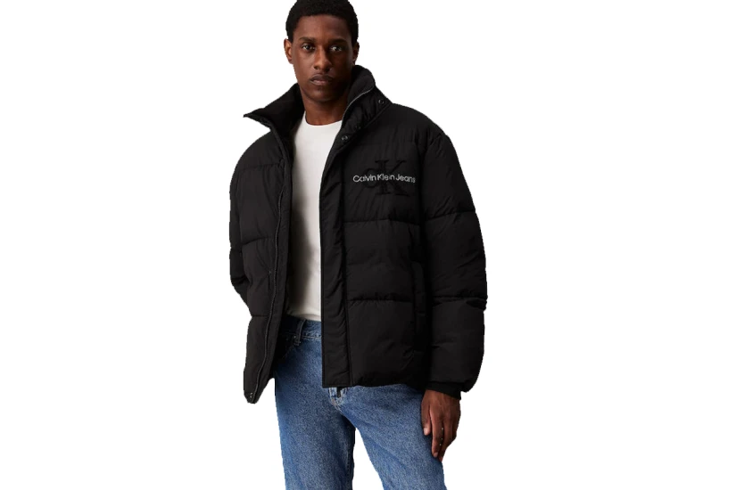 Calvin Klein Oversized Chenille Ανδρικό Puffer Μπουφάν Μαύρο