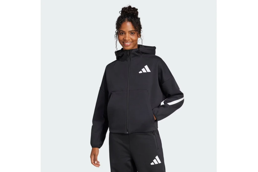 Adidas Performance Z.N.E Full - Zip Γυναικεία Πολυεστερική Ζακέτα με Κουκούλα Μαύρη