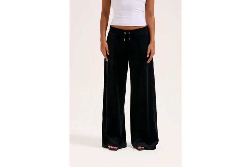 Juicy Couture Wide Leg Classic Velour Γυναικείο Παντελόνι Φόρμας Μαύρο
