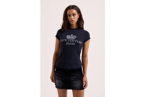 Juicy Couture Jeans Black Washed Longline T-Shirt Γυναικείο (JCDBJ126961 101)
