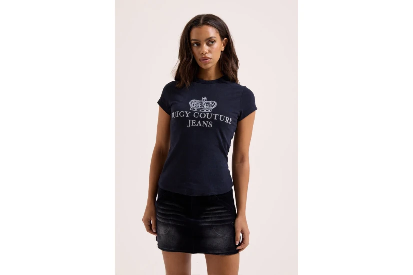 Juicy Couture Jeans Black Washed Longline Γυναικείο Κοντομάνικο T-Shirt Μαύρο