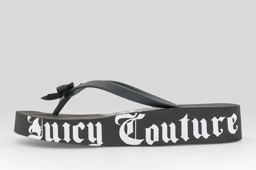Juicy Couture Heritage Crest Wedge Γυναικείες Σαγιονάρες Μαύρες, Λευκές